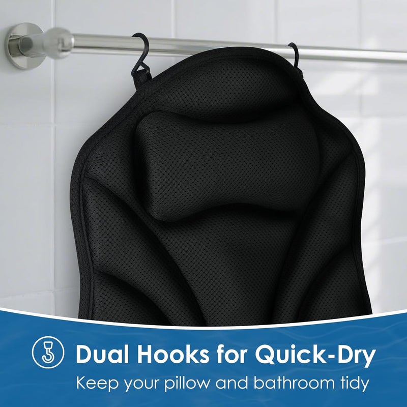 Atsuwell Full Body Bath Pillow for Bathtub, Ergonomic Bathtub Cushion for Neck, Waist, Hip Support, Luxury 3D Mesh Shower Pillow with Non-Slip Suction Cups & Dual Hooks, Pressure Relief, 51'' x17'' - Image 5